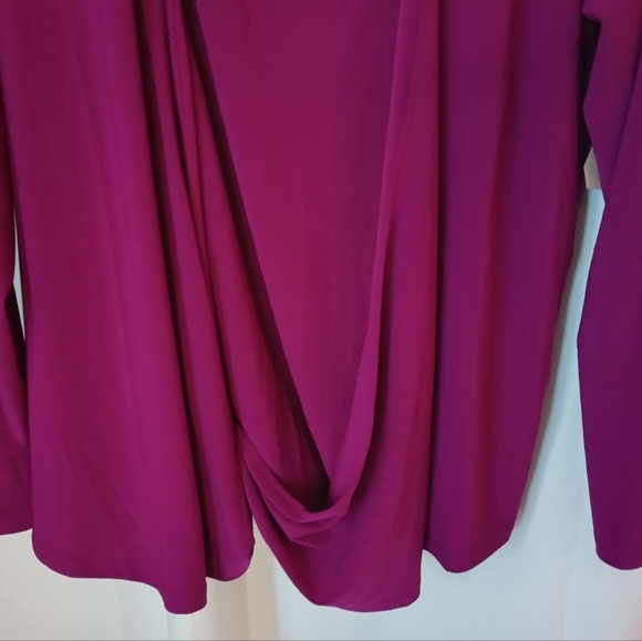 Coldwater Creek 1X Divine Duet Top Pink Slinky Faux Wrap Stretch Balletcore - Picture 4 of 12